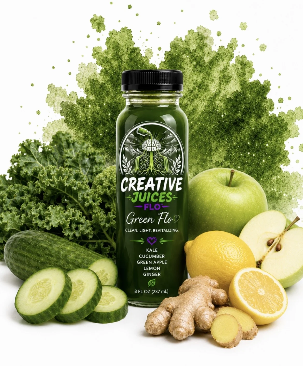 Green Flo juice bottle