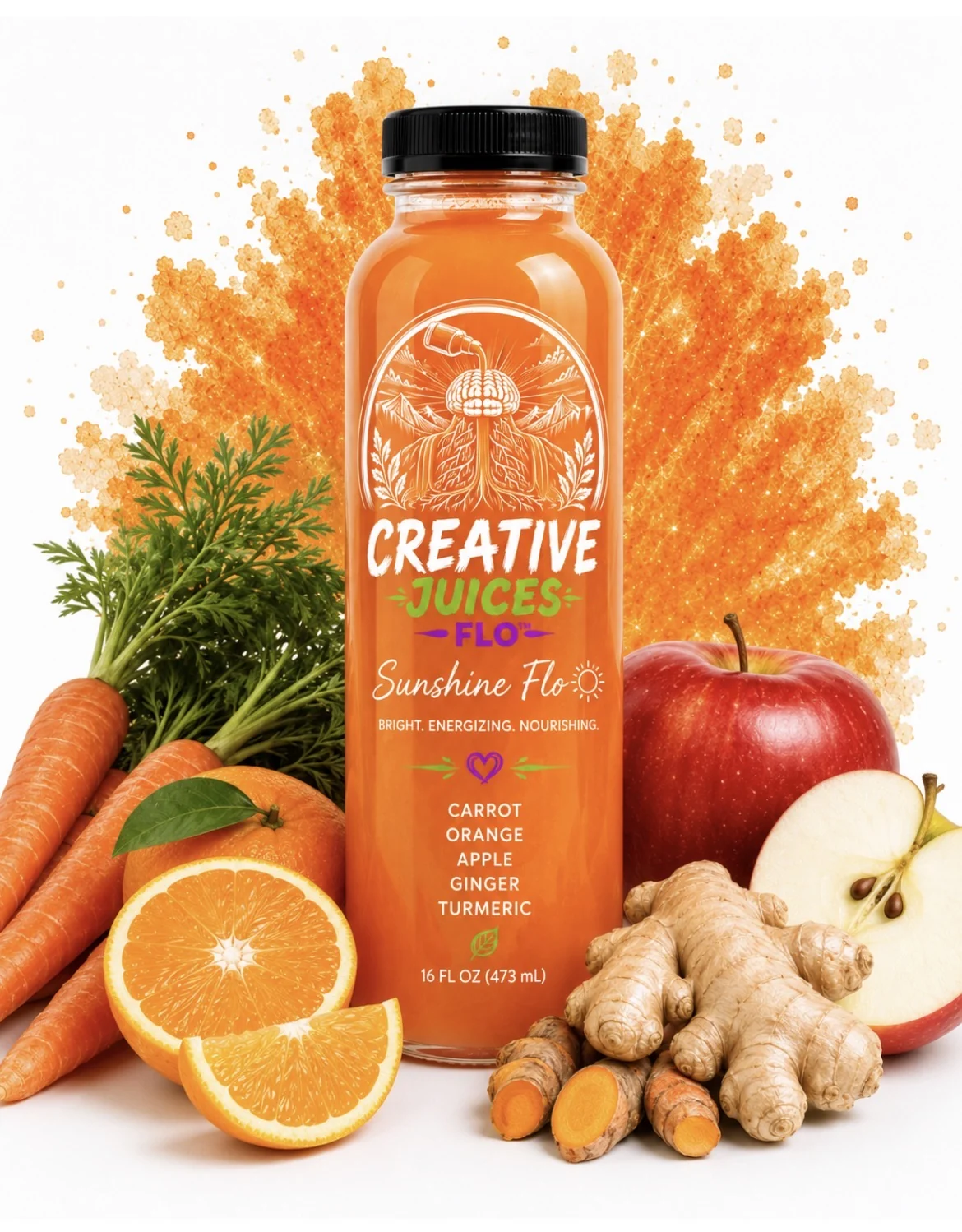 Sunshine Flo juice bottle
