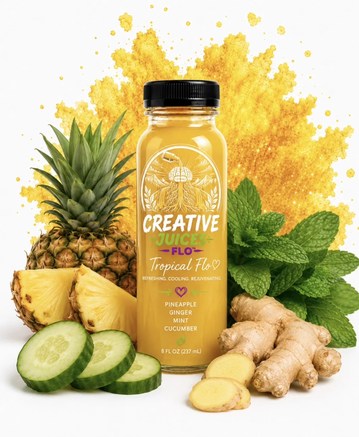 Tropical Flo juice bottle